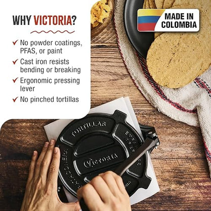 Victoria TOR-000 6.5" Prensa para tortillas, Negro