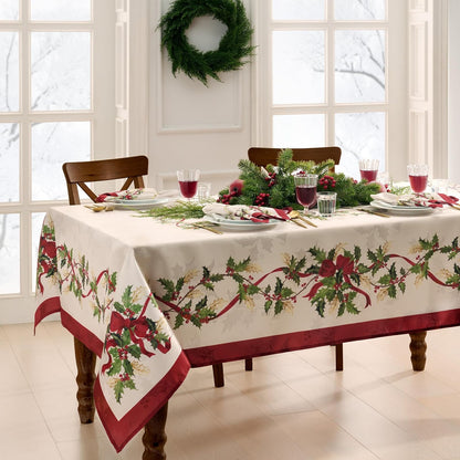 Elrene Home Fashions Villeroy & Boch - Mantel de Invierno para Navidad y día Festivo, Rectangular de 60 x 144 Pulgadas