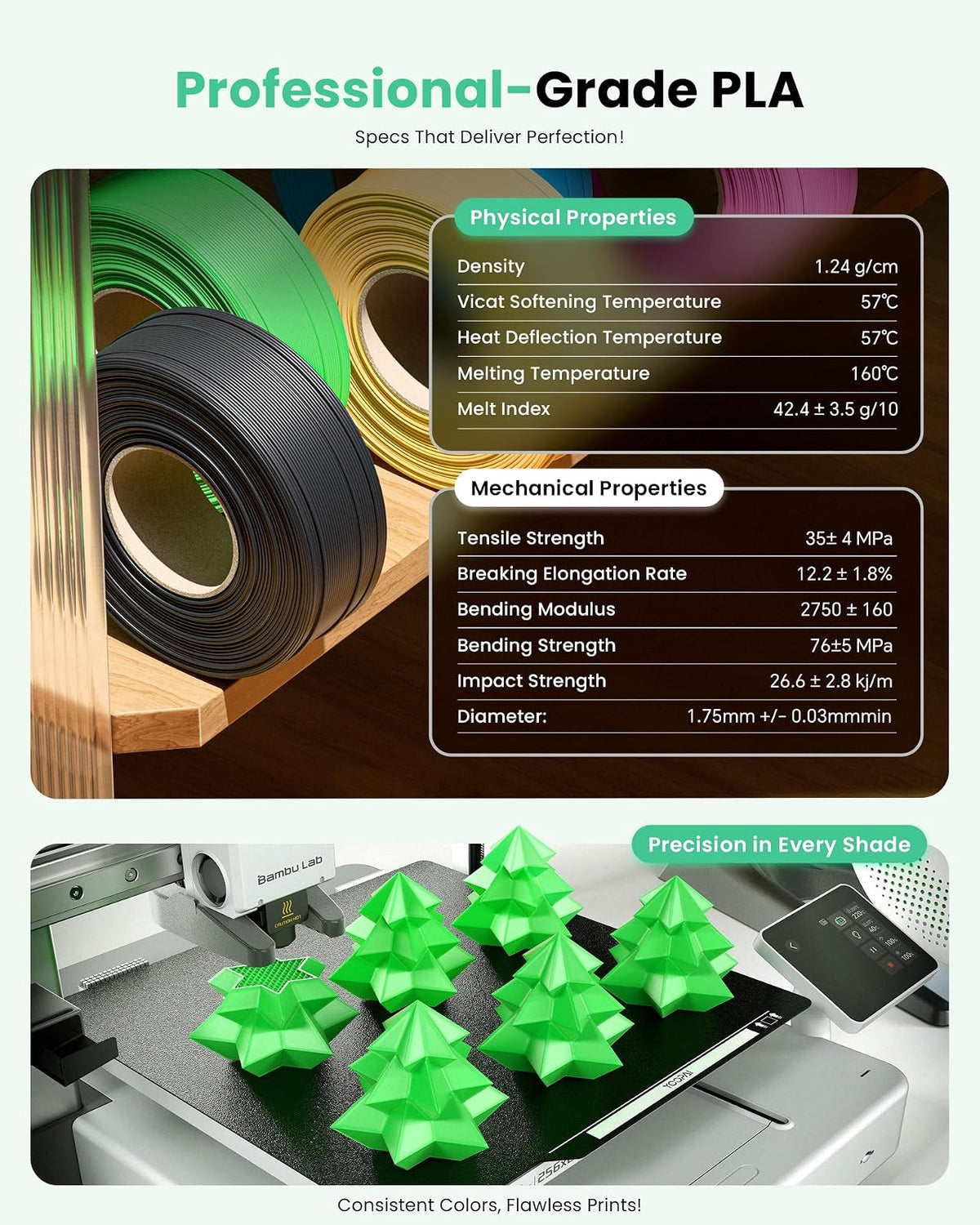 MarsWork Filamento PLA de 1,75 mm PLA para impresora 3D (recarga), 1 kg de repuesto para carretes reutilizables (2.2 libras), filamento de impresión 3D de alta calidad para impresoras 3D de