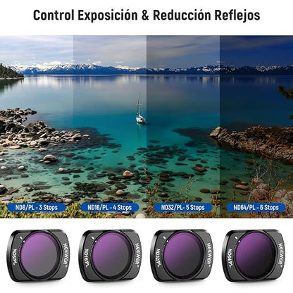 NEEWER Juego Filtro Magnético ND Compatible con dji Osmo Pocket 3 / Pocket 4 / Xtra Muse,CPL ND (8/16/32/64/128/256/1000) ND8/PL ND16/PL ND32/PL ND64/PL LPR Difusión Negra 1/4