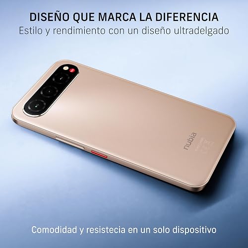 nubia Air 6.8" AMOLED 120Hz, 256GB + 20GB RAM, Triple Cámara 50MP, Selfie 20MP, Android 15, 5G, IP68/IP69 Dorado