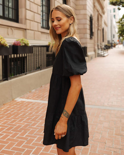 The Drop Minivestido para Mujer, con Mangas Abullonadas, Negro, por @fashion_jackson