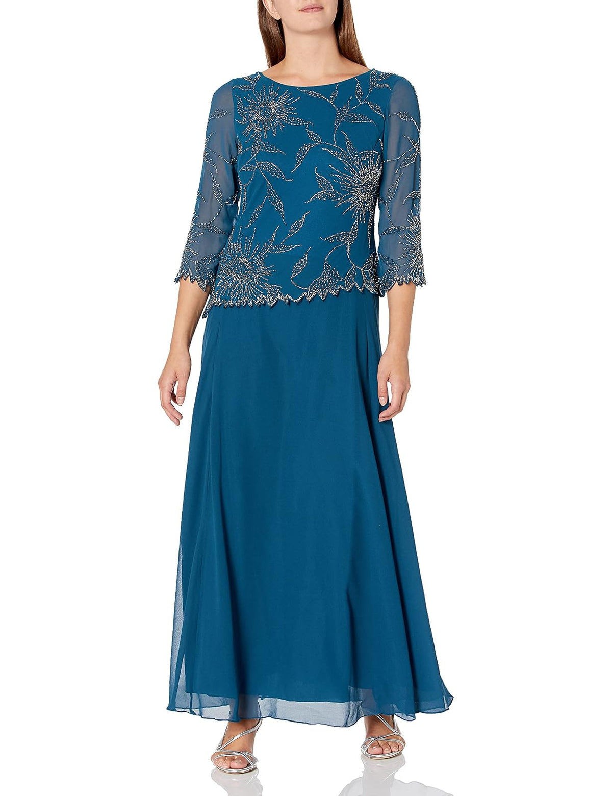 J Kara Petite Vestido con abalorio asimétricas y Cuello Redondo Vestido para Mujer