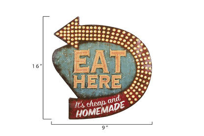 Creative Co-Op DA3913 Tin Eat Here Retro Wall Decor