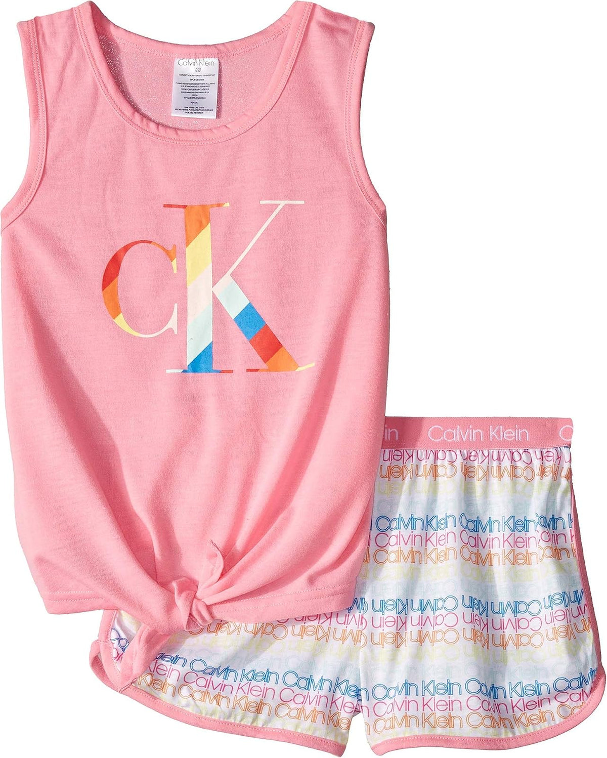 Calvin Klein Conjunto de Pijama sin Mangas y Corto Juego de Pijama para Niñas