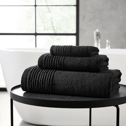 Vera Wang - Toallas de baño, Altamente absorbentes y súper Suaves, Esenciales de baño, Certificado Oeko-Tex, (Plisado esculpido, Negro, 6 Piezas)