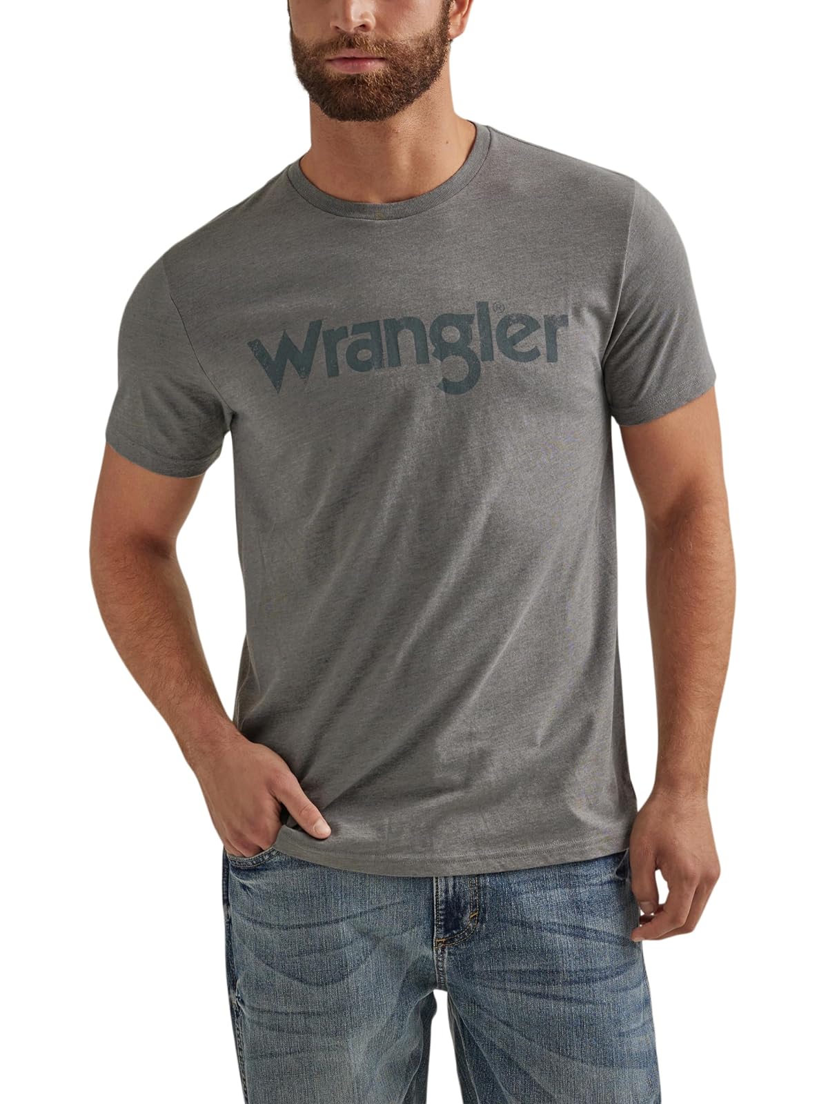 Wrangler Western - Playera de Manga Corta con Cuello Redondo para Hombre