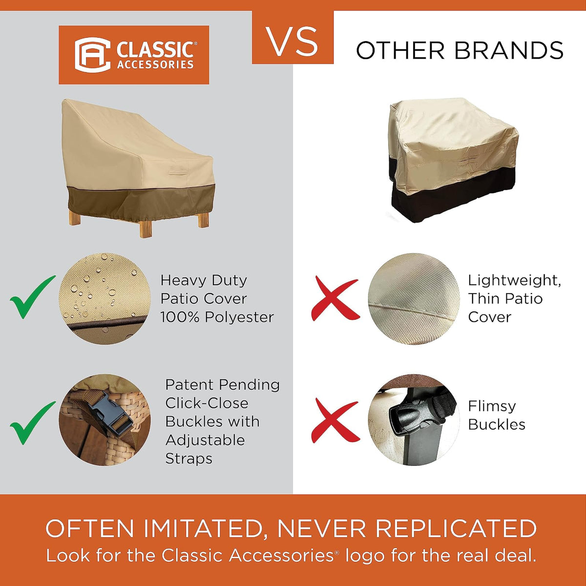 Classic Accessories Veranda - Juego de Mesa y Silla Redonda de 94 Pulgadas, Resistente al Agua, con Agujero para Paraguas, Cubierta de Mesa para Exteriores