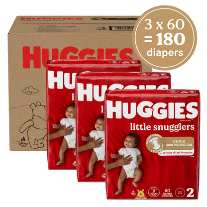 Huggies Little Snugglers Diapers, Size 2, 180 Count (Packaging May Vary)