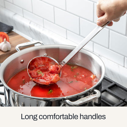 All-Clad Juego de utensilios de cocina de acero inoxidable de 5 piezas, incluye cucharón, cuchara sólida, cuchara ranurada, volteador y organizador de almacenamiento, calibre pesado, ergonómico, apto