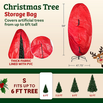 Elf Stor - Cubierta para árbol de Navidad de primera calidad, color rojo, tamaño mediano para árbol de 6 pies