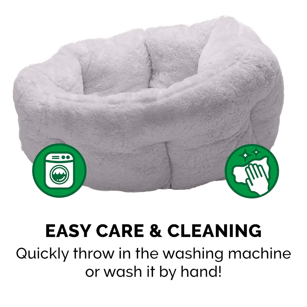 Furhaven 20" Round Small Dog Bed Hi Lo Self-Warming Luxury Plush Faux Fur Cuddler, Washable - Gray, Small