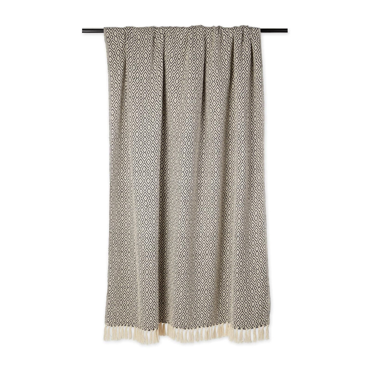 DII - Manta rústica de algodón con forma de diamante con flecos para silla, sofá, pícnic, acampada, playa y uso diario, 50 x 60 pulgadas, mineral con doble diamante