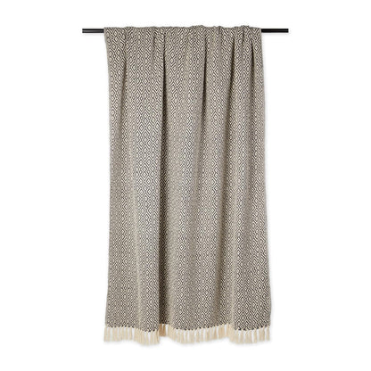 DII - Manta rústica de algodón con forma de diamante con flecos para silla, sofá, pícnic, acampada, playa y uso diario, 50 x 60 pulgadas, mineral con doble diamante