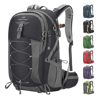 Maelstrom Mochila Senderismo Liviana, Mochila Camping con Cubierta Lluvia | Nailon anti desgarro agua, separación seco húmedo, bolsillos, silbato emergencia. Ideal hombre, mujer, senderismo - 40 L - Negro