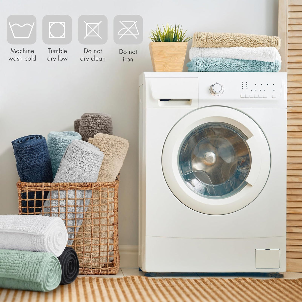 Madison Park Signature Splendor Reversible 100% Cotton Tufted Bathroom Rug-3000 gsm Hotel Quality Luxurious Plush High Pile Bath Mat Absorbent, Quick Dry, Shower Room Décor, 21x34, White
