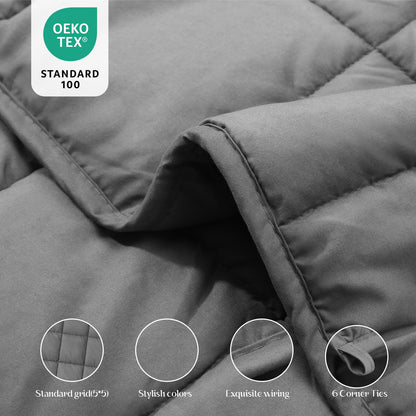 Smart Queen - Manta con Peso de 15 Libras (48 x 72 Pulgadas, Gris), Manta Pesada de enfriamiento Suave para Dormir, Transpirable para Todas Las Estaciones con abalorio de Vidrio de Alta Calidad