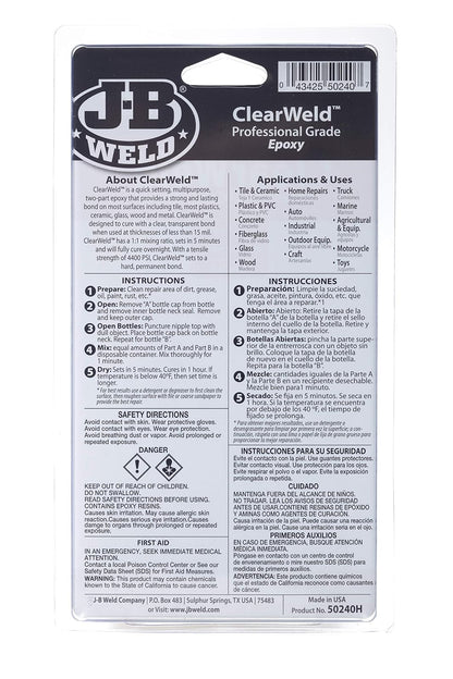 J-B Weld, Clearweld Epoxy, 50240H, 118ml.
