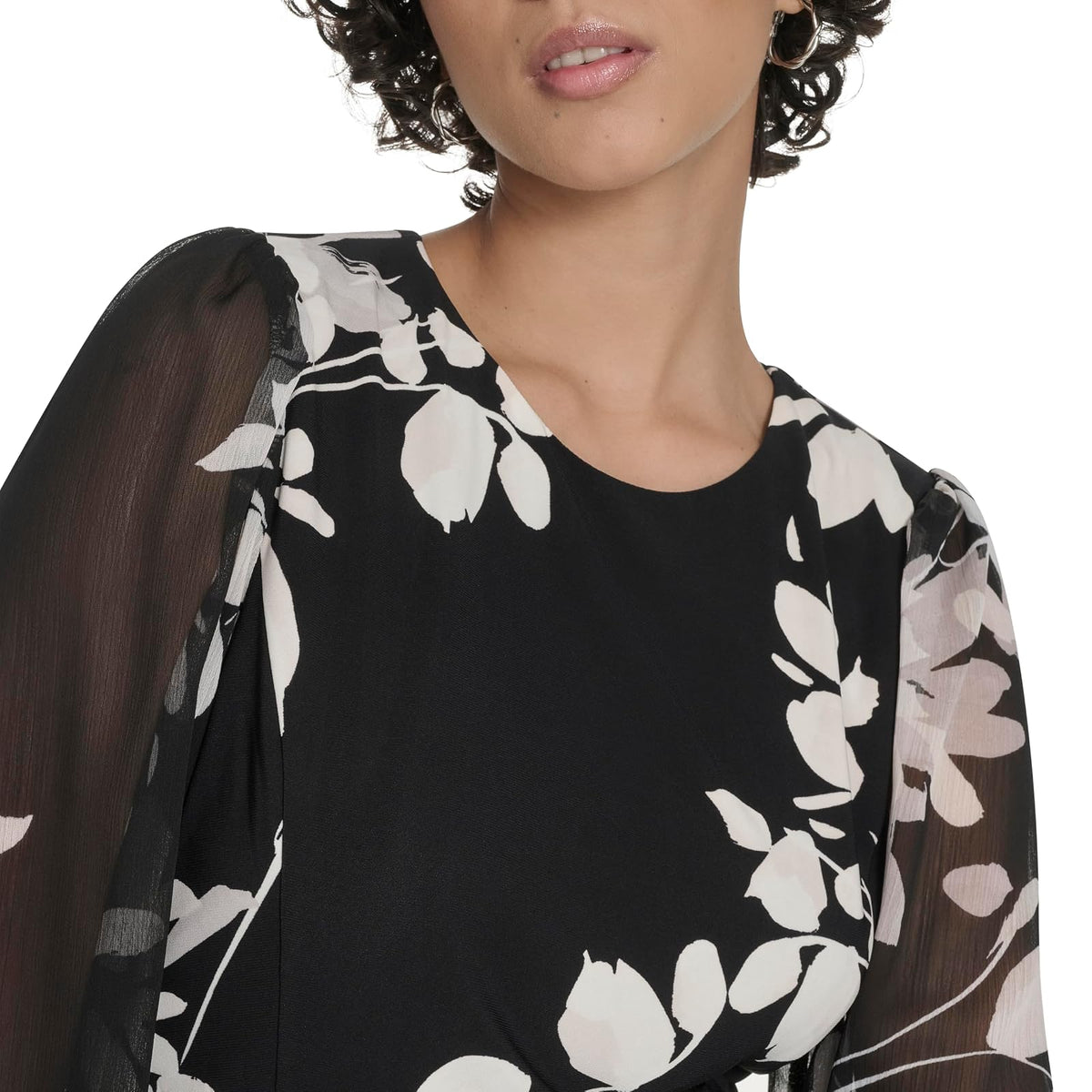 Tommy Hilfiger - Vestido Midi de Manga Larga con Dobladillo con vuelos para Mujer