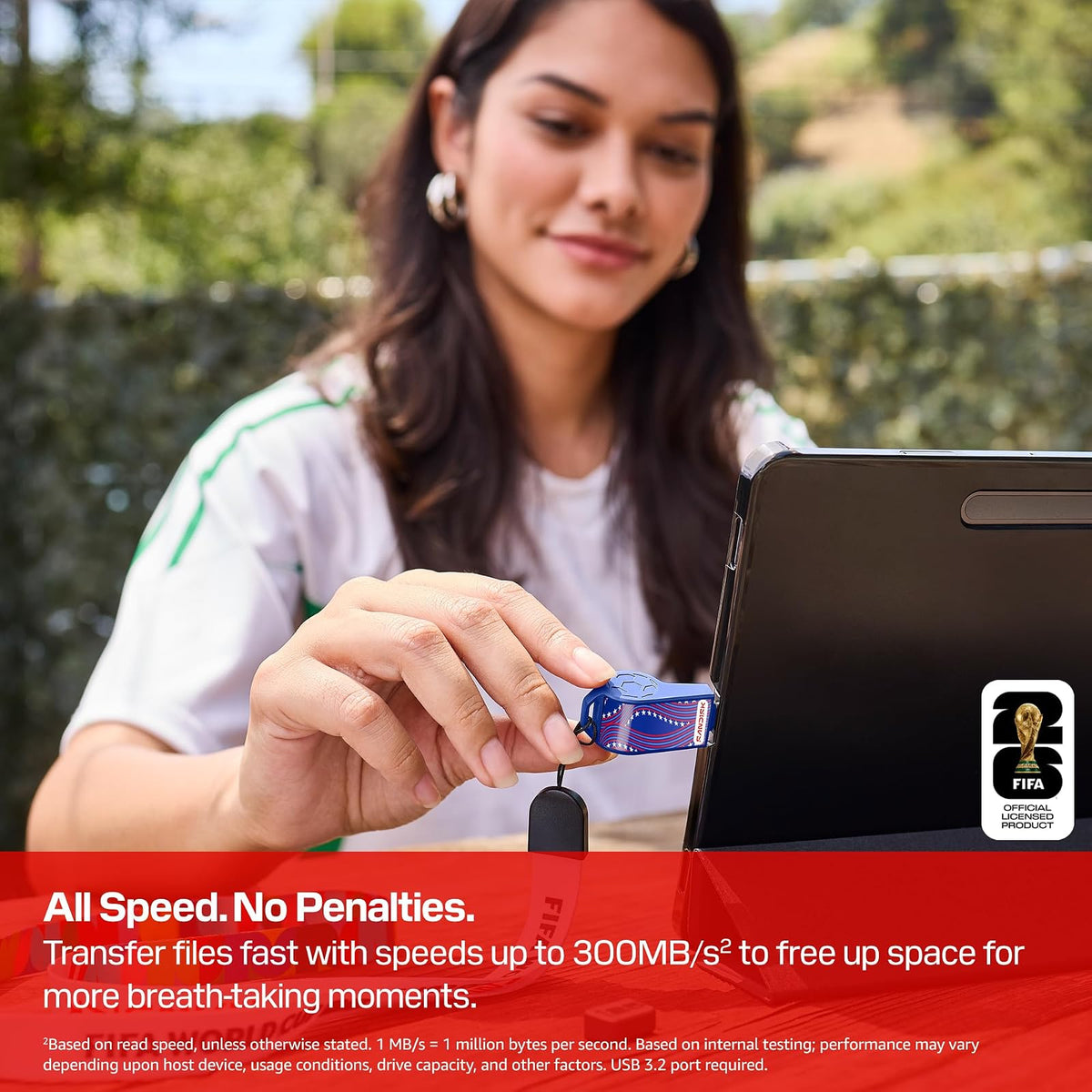 SANDISK - Unidad Flash USB-C de 128 GB, edición 2026 de la Copa Mundial de la FIFA - hasta 300 MB/s velocidades de Transferencia, USB 3.2 Gen 1, USB Tipo C - Azul, Estados Unidos - SDCZIA-128G-G46B