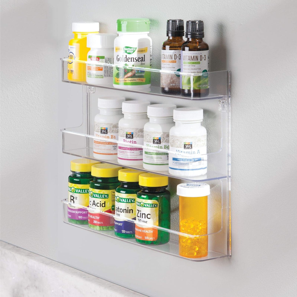 InterDesign - Estante de almacenamiento de esmalte de uñas Clarity 41400 para montaje en pared con estantes para baño, tocador y armario, transparente