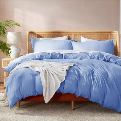 Nestl Bedding Juego de Funda para Edredón 3 Piezas, Microfibra - Azul Placentero - Matrimonial
