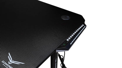 Gaming NACEB Escritorio Gamer de Fibra de Carbono NA-0628 - Escritorio para PC con LED para Setup Gamer - Negro
