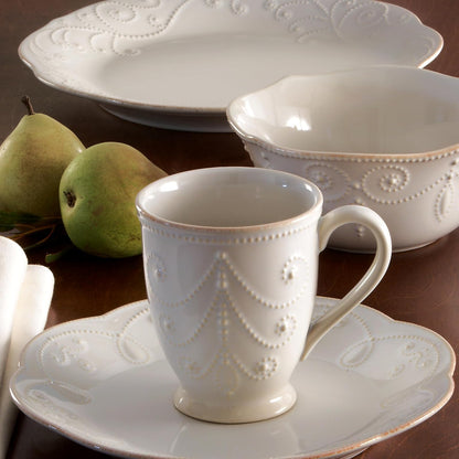 Lenox French Perle Tidbit Plato, Puesto de mesa de 4 piezas, Off - Blanca