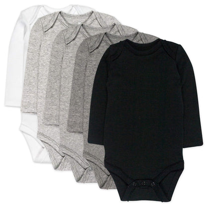 HonestBaby Paquete de 5 Bodies de Manga Larga de algodón orgánico. Conjunto de Playeras para bebs y Nios pequeos para bebés Unisex