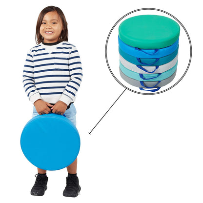 Factory Direct Partners SoftScape - Cojines Redondos de 15 Pulgadas con Asas; Asientos Flexibles para guardería, Preescolar, Sala de Juegos; Espuma de Lujo de 2 Pulgadas de Grosor (6 Piezas) –