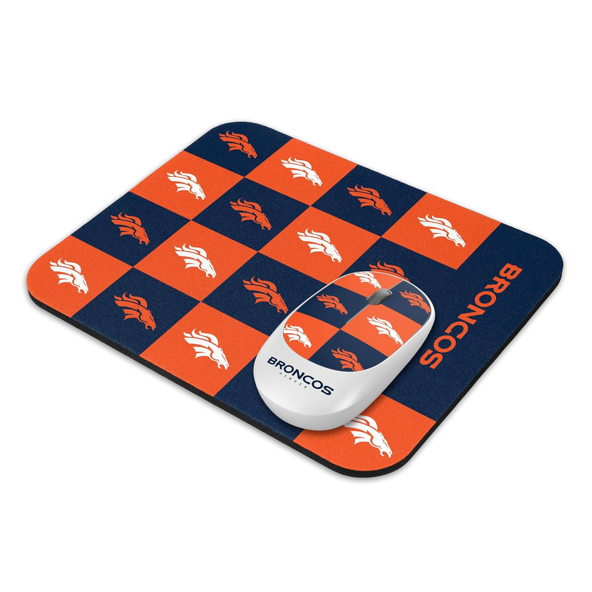 SOAR NFL - Alfombrilla inalámbrica para Mouse y Mouse, a Cuadros, Denver Broncos