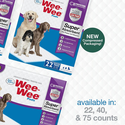 Four Paws Wee-Wee Super Absorbent Dog Housebreaking Pads, 75 Ct