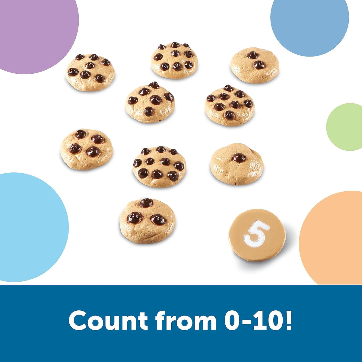 Learning Resources Smart Counting Cookies, 13 Piezas, 18 Meses +, Juegos de Imitacion, Alimentos de Juguete, Galletas de Juguete, Comida de Juguete para niños
