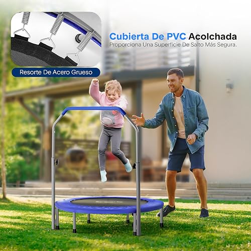 SereneLife Portable & Foldable Trampoline - 36" In-Home Mini Rebounder, Fitness Body Exercise - Updated Version - SLSPT365