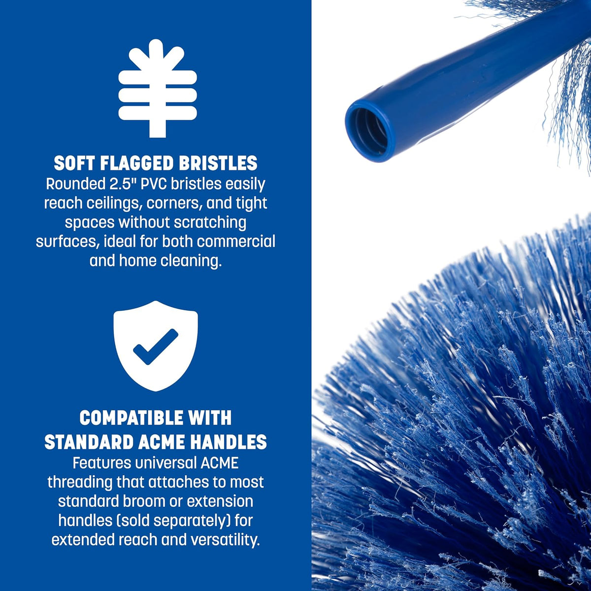 Carlisle 36340414 flo-pac Ronda Duster, cerdas suaves flagged PVC, 17,8 cm en general de diámetro x 22,9 cm longitud total, de 2 – 1/5,1 cm Bristle recortar, Azul