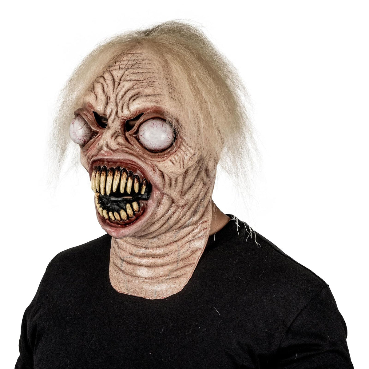 REV Máscara de Látex Alien Creepy con Cuello | Máscara Realista de Extraterrestre Talla Mediana para Halloween, Cosplay y Fiestas de Terror