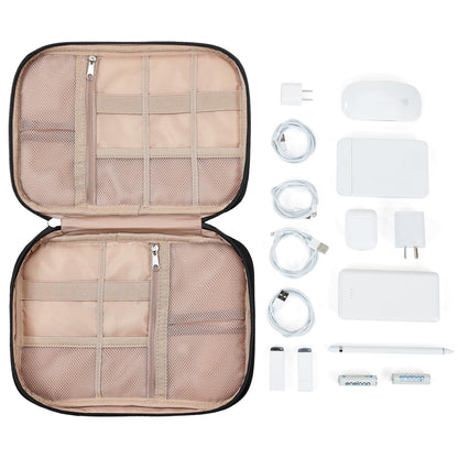 NISHEL - Funda organizadora de cable de viaje, bolsa electrónica Tech, esencial para cargador, cable, teléfono, disco duro, USB, tarjeta SD