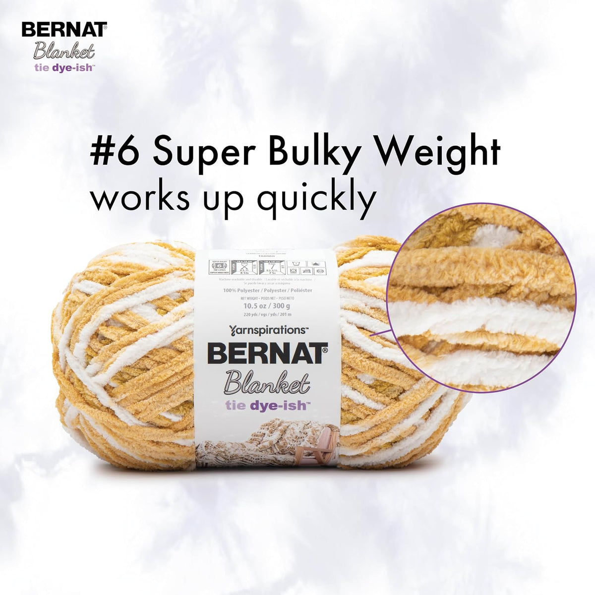 Bernat Blanket Tie Dye-Ish Mossy Hills - 2 paquetes de 10.5 oz/300 g - Poliéster - #6 Super voluminoso - 220 yardas - tela y ganchillo
