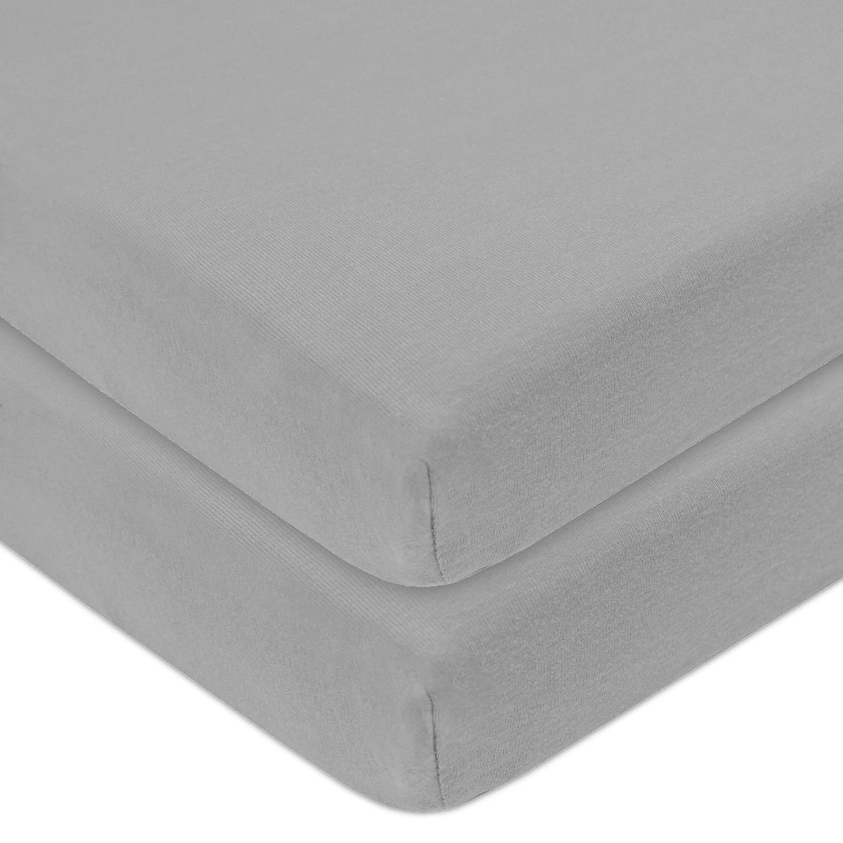American Baby Company Sábana Ajustable de Algodón para Mini Cuna - Gris - 2 Piezas