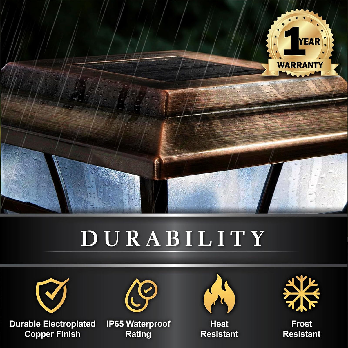 Classy Caps SL079C - Tapa de poste solar Prestige chapada, 4 x 4 pulgadas, cobre