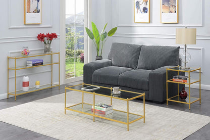 Convenience Concepts Royal Crest - Mesa Consola de Vidrio Transparente/Dorado