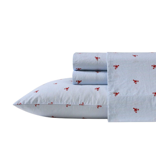 Nautica - Juego de sábanas de percal de algodón, decoración Casual para el hogar (Rojo de la Langosta, King)