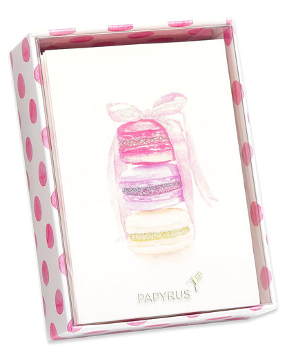 Papyrus Tarjetas en blanco con sobres, pila de macarons (14 unidades)