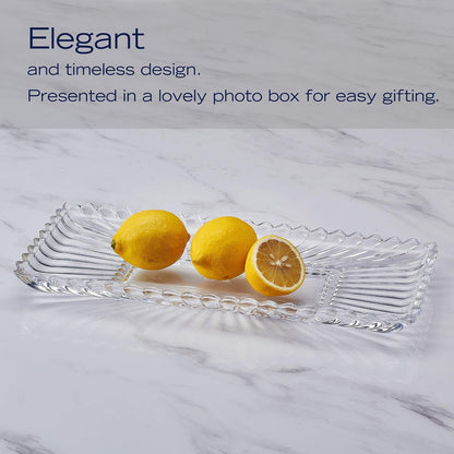 Mikasa Estate - Bandeja Decorativa Rectangular de Vidrio para Servir (14.75 Pulgadas)