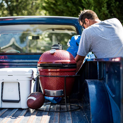 Kamado Joe Joe Jr KJ15080420 - Barbacoa portátil de cerámica de carbón Vegetal de 34,3 cm con asa Superior y Doble Costura en Color Negro