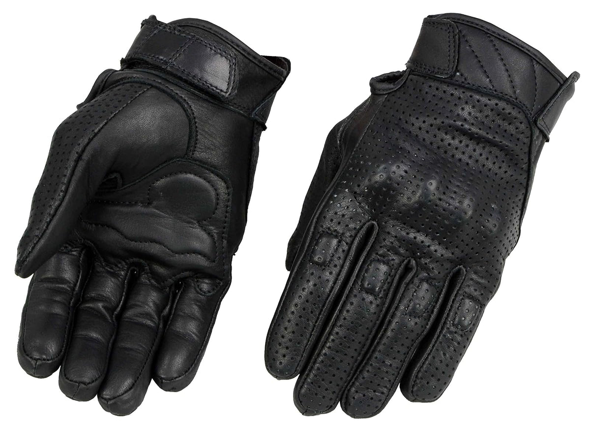 Milwaukee - Guantes cortos de piel perforados para hombre, Negro, Mediano