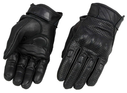 Milwaukee - Guantes cortos de piel perforados para hombre, Negro, Mediano