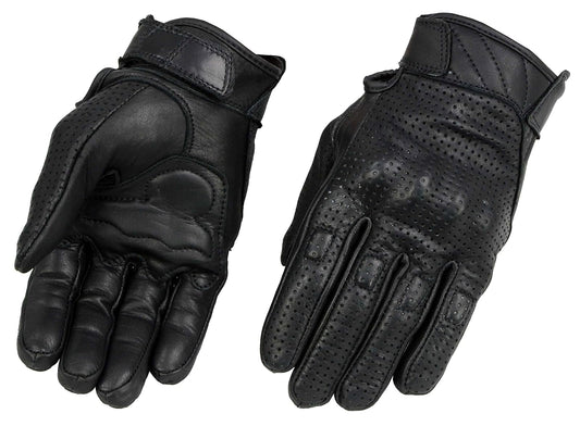 Milwaukee - Guantes cortos de piel perforados para hombre, Negro, Mediano