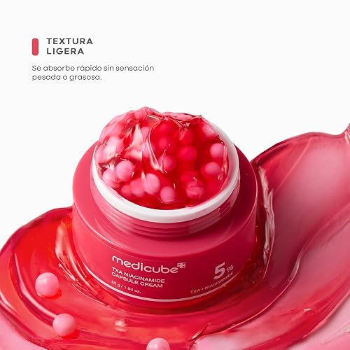 MEDICUBE TXA Niacinamide Capsule Cream, Crema Facial Coreana con Niacinamida 5%, Ácido Tranexámico, Alfa-Arbutina y Glutatión, Luminosidad y Tono Uniforme, 55 g