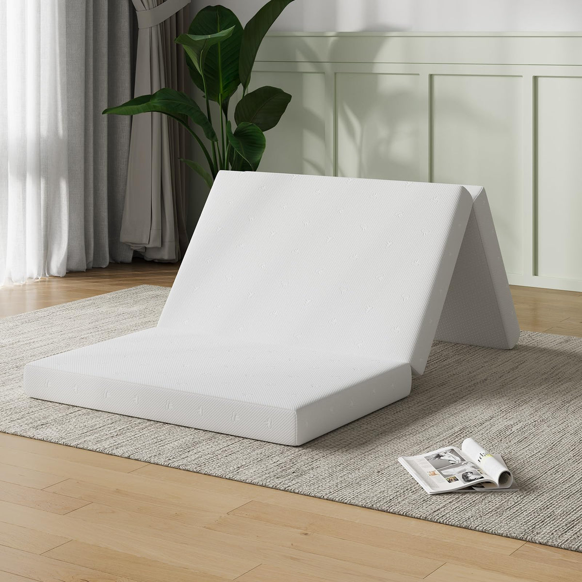Novilla - Colchón Plegable de Espuma de tamaño Completo con Funda de diseño de Nube, colchón Plegable de 4 Pulgadas para aliviar el Dolor de Espalda, Adecuado para Camping, Viajes en Caravana